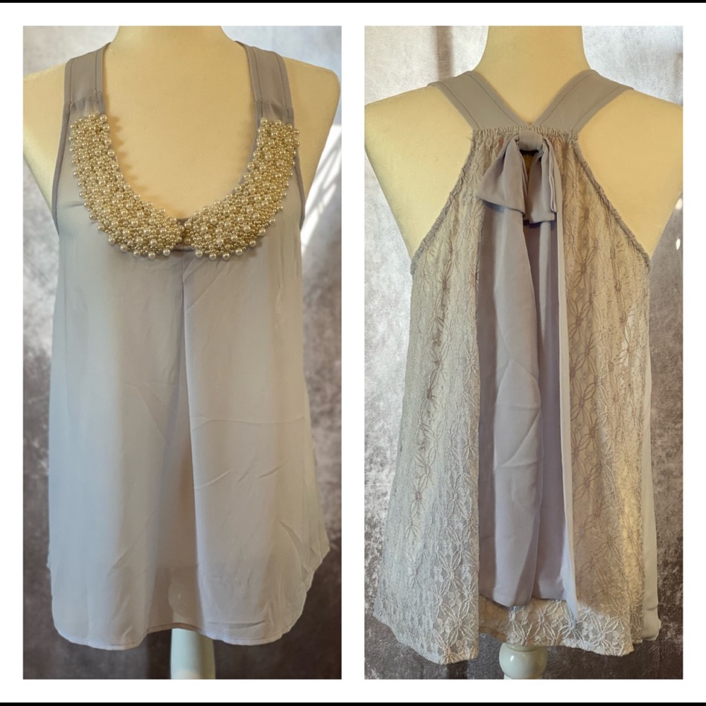 Lulumari Pale purple dress tank with pearl embellishments